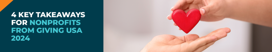 The title of the post next to a closeup of a person handing a red heart block to another person.