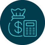 Money bag and calculator icon